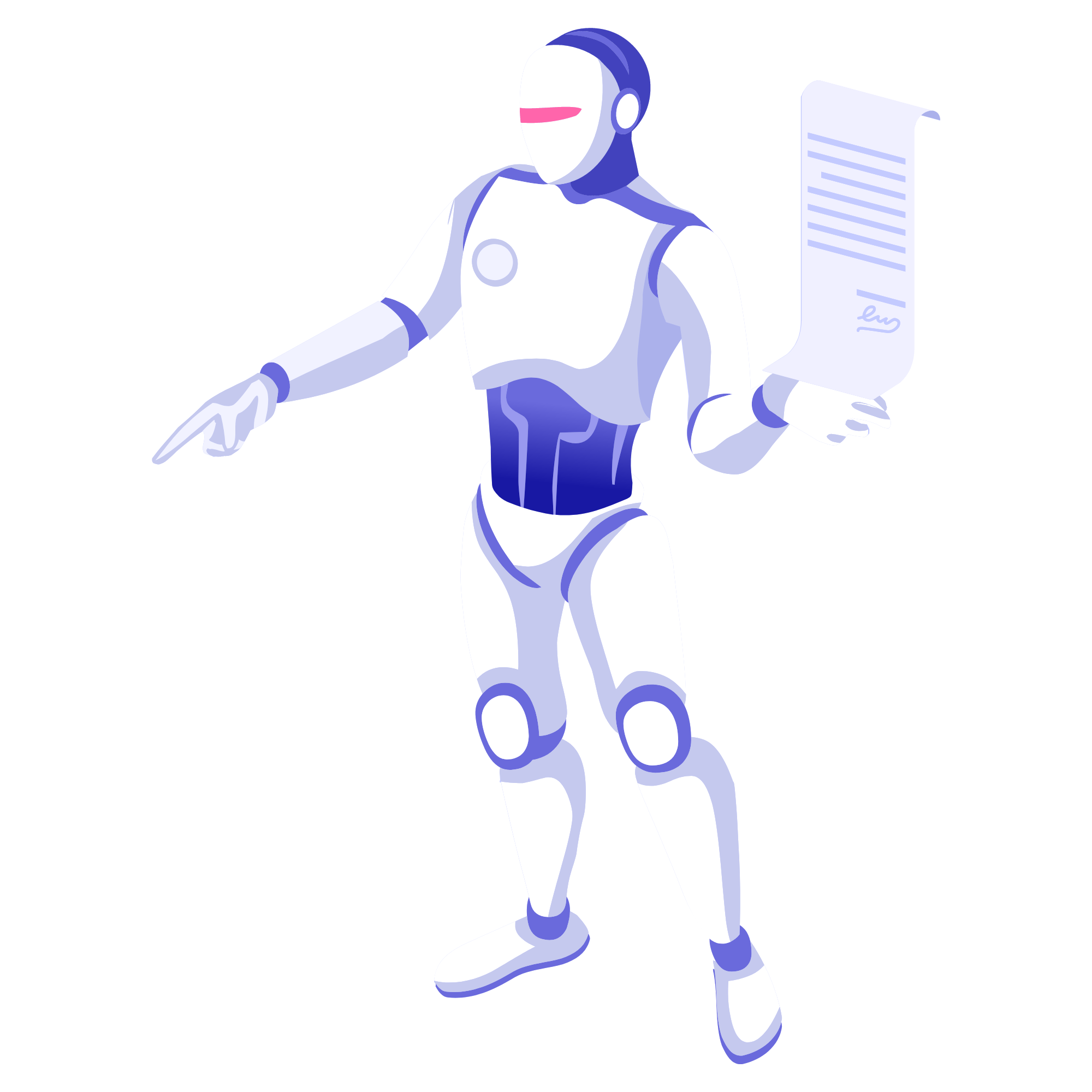 Roboter mit Dokument in der Hand