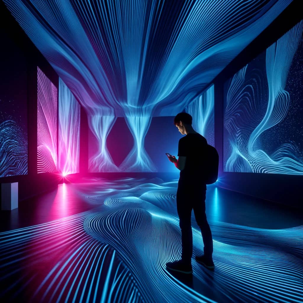 ki-potenziale-mittelstand-analyse-stragtegie-fallbeispiel-maschinenbau-mann-bunter-raum